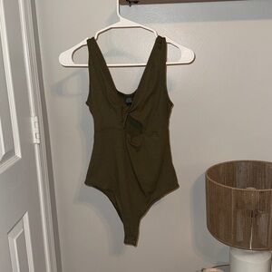 Olive Green Sleeveless Bodysuit